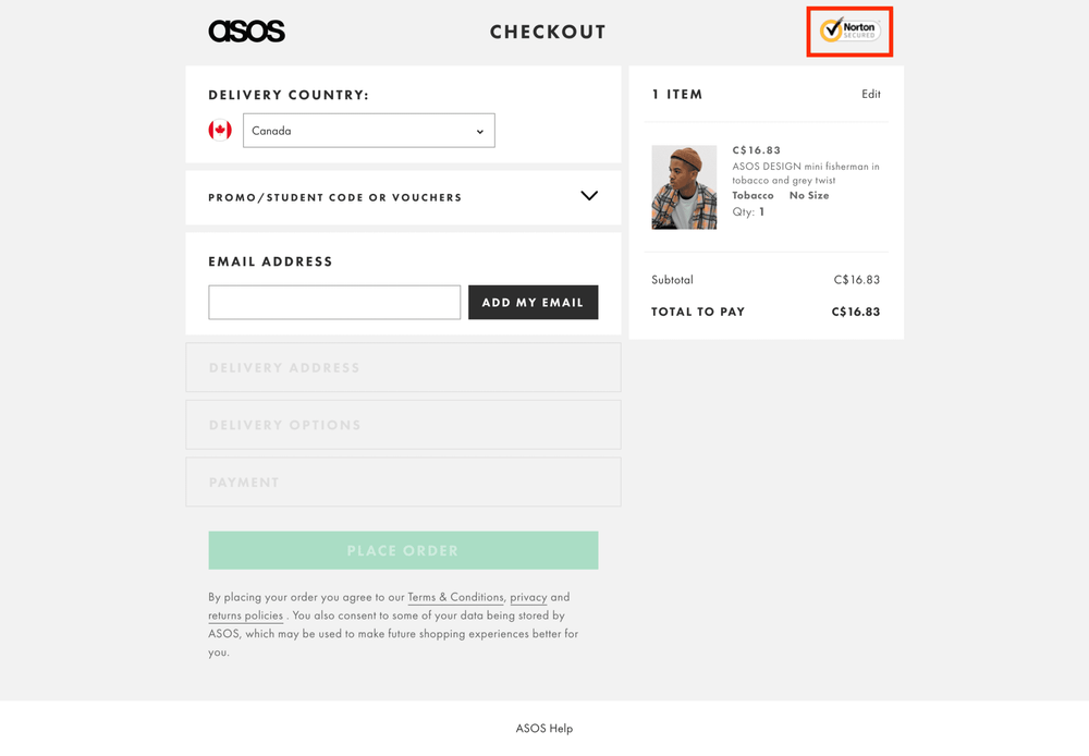 Integrate trust signals throughout checkout