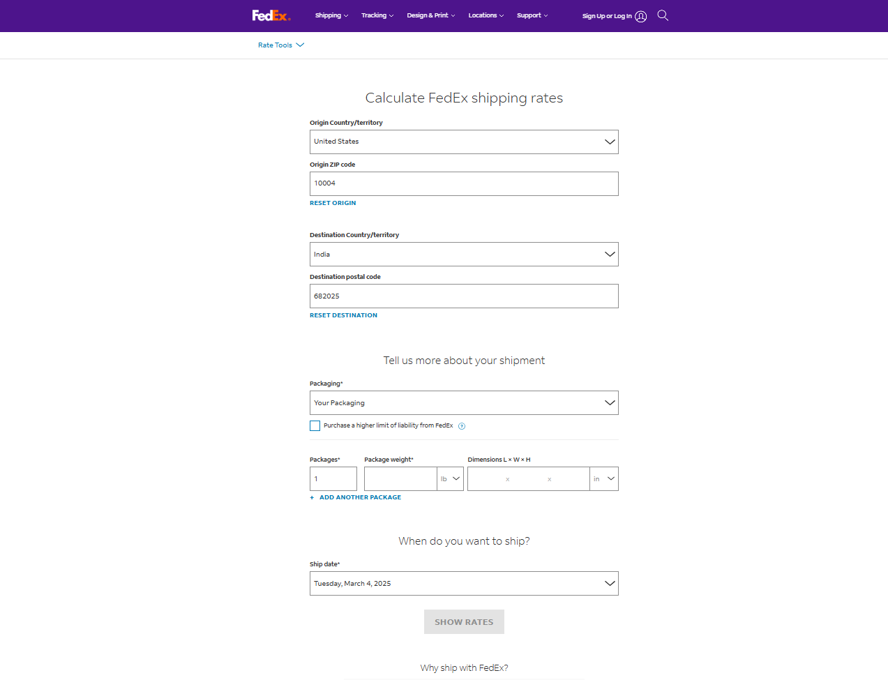 FedEx-Shipping-Calculator for Shipping Rates