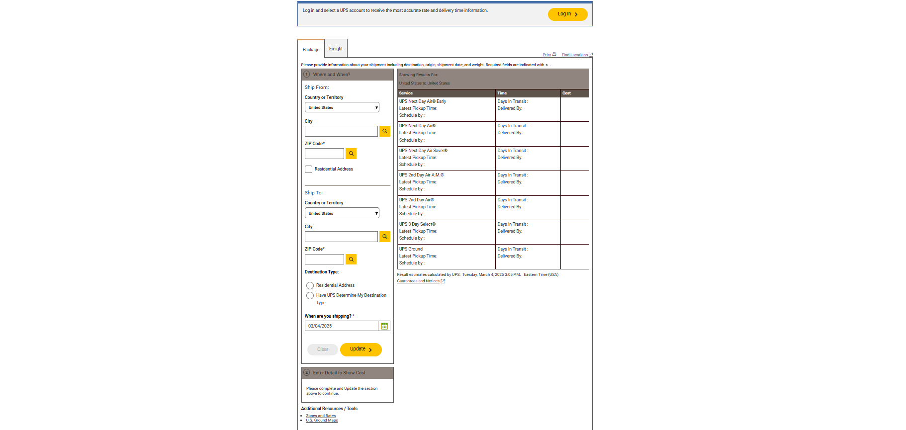UPS-Shipping-Calculator for Shipping Rates
