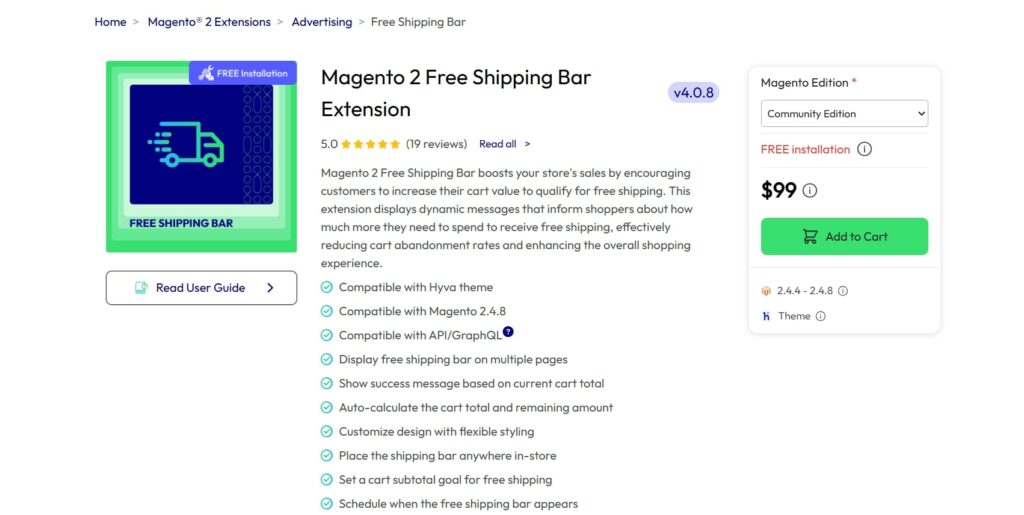 Magento 2 Free SHipping Bar