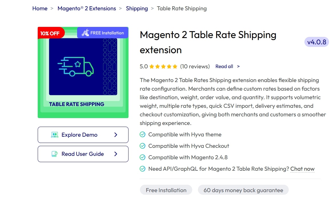 Magento Table Rate Shipping extension