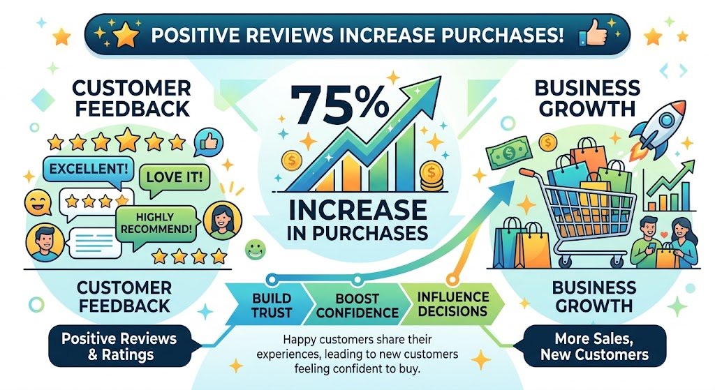Positive reviews increase 75% of Conversion