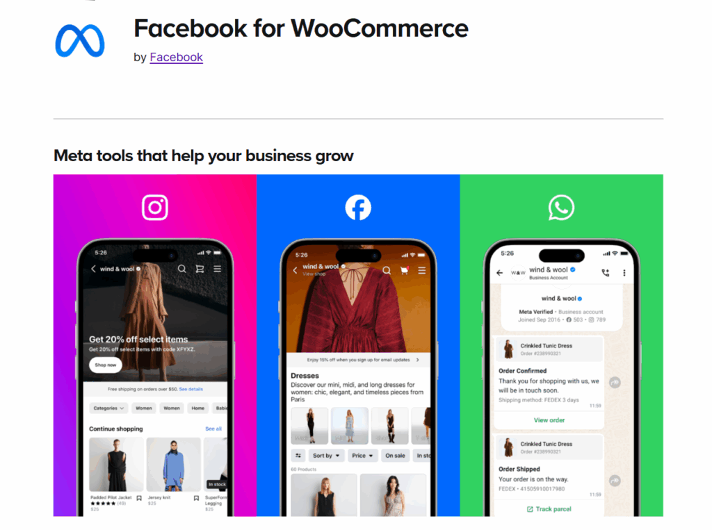 Facebook for WooCommerce page
