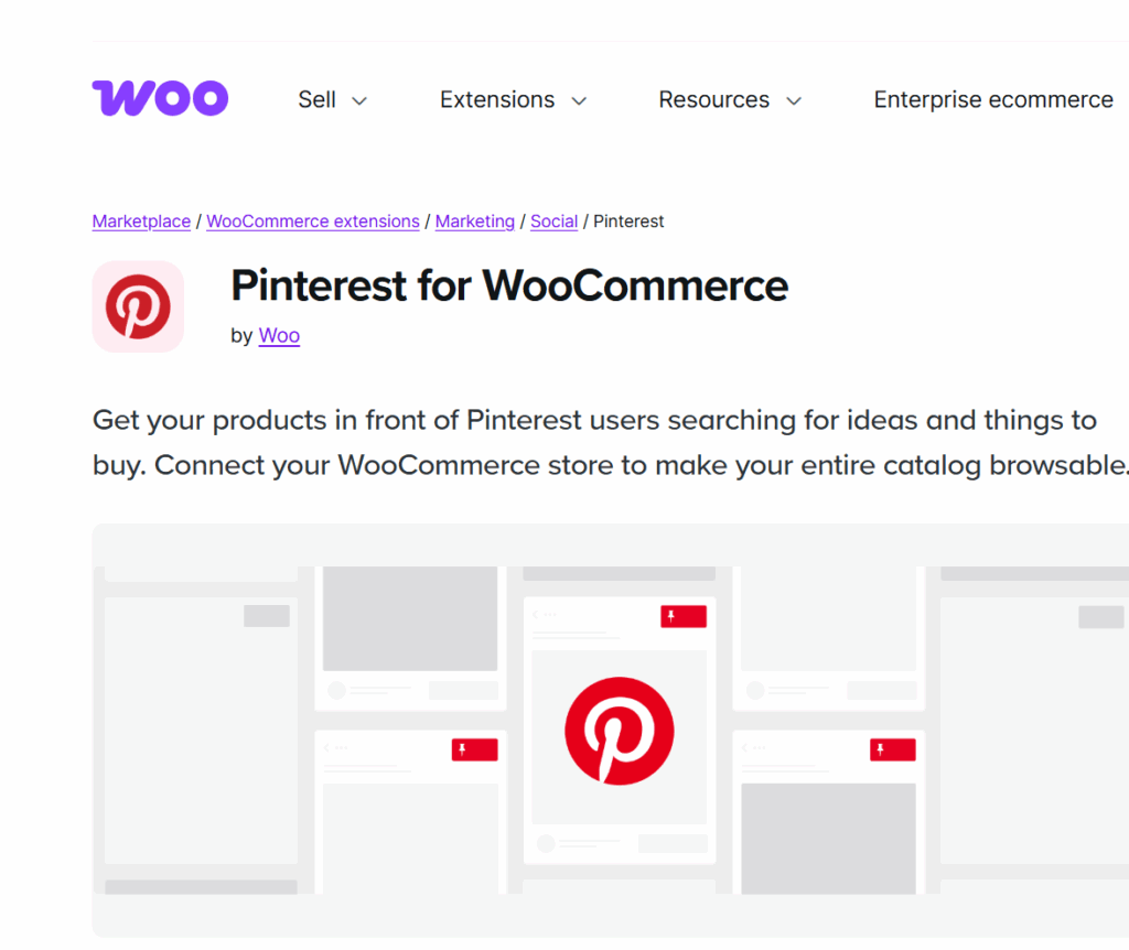 Pinterest for WooCommerce page