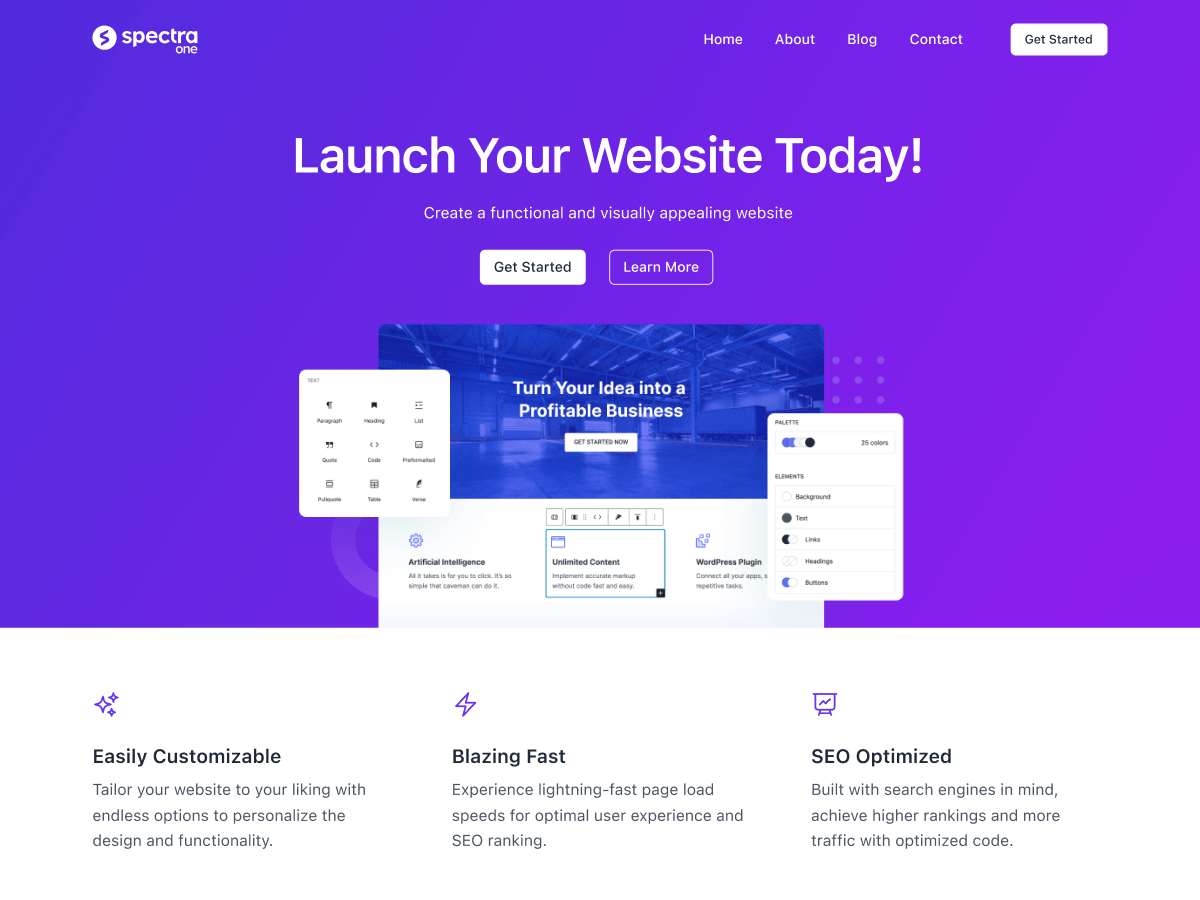 Spectra; Best wordpress themes for blogs