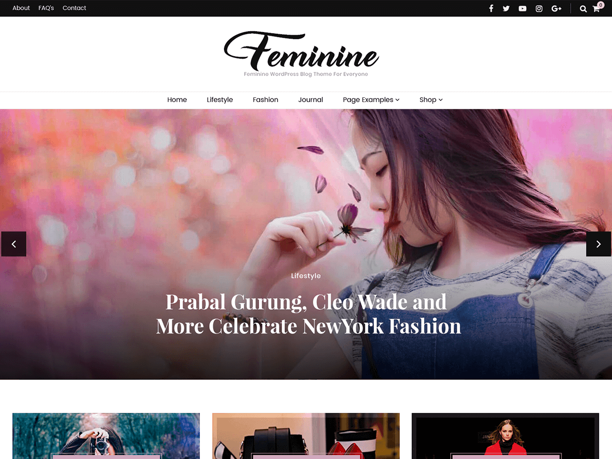 Feminine; Free WordPress theme for blogs
