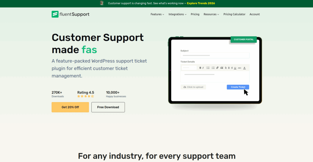 Fluent Support helpdesk plugin