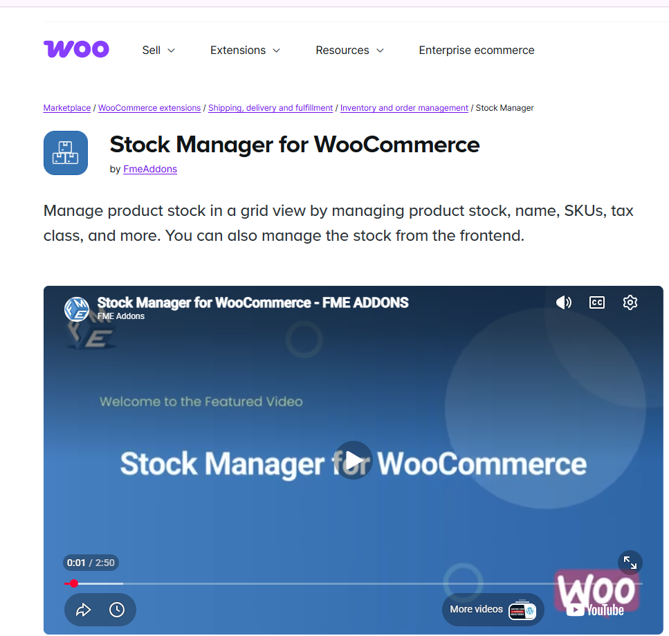 WooCommerce Stock Manager page