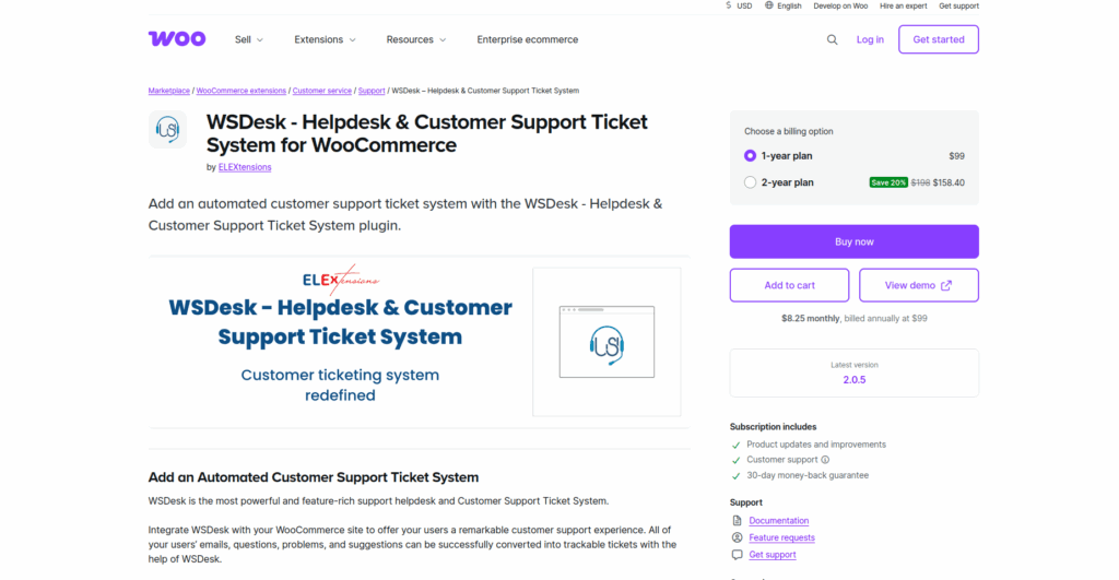 WSDesk WooCommerce helpdesk plugin by ELEx