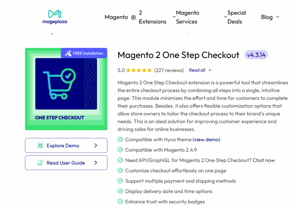 Mageplaza One Step Checkout page
