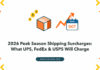 2026 Peak Season Shipping Surcharges: What UPS, FedEx & USPS Will Charge Illustration of a parcel, rising cost arrow and an October calendar, with the headline 2026 Peak Season Shipping Surcharges: What UPS, FedEx and USPS Will Charge