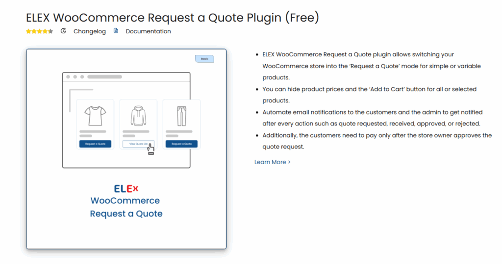 ELEX WooCommerce Request a Quote page