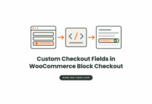 How to Add Custom Checkout Fields to WooCommerce Block Checkout Flat vector illustration of a checkout form gaining a new field, a PHP code block, and the value saved on the order record