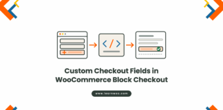 How to Add Custom Checkout Fields to WooCommerce Block Checkout Flat vector illustration of a checkout form gaining a new field, a PHP code block, and the value saved on the order record