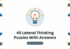 Illustrated lightbulb on a LearnWoo featured image titled 45 Lateral Thinking Puzzles With Answers