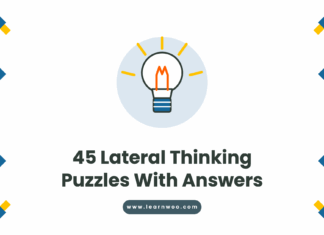 Illustrated lightbulb on a LearnWoo featured image titled 45 Lateral Thinking Puzzles With Answers