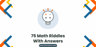 75 Math Riddles With Answers - LearnWoo featured image showing a lightbulb containing plus, minus, multiply and divide symbols