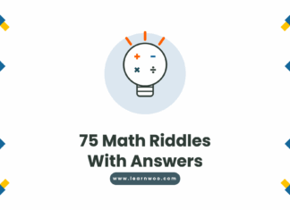 75 Math Riddles With Answers - LearnWoo featured image showing a lightbulb containing plus, minus, multiply and divide symbols